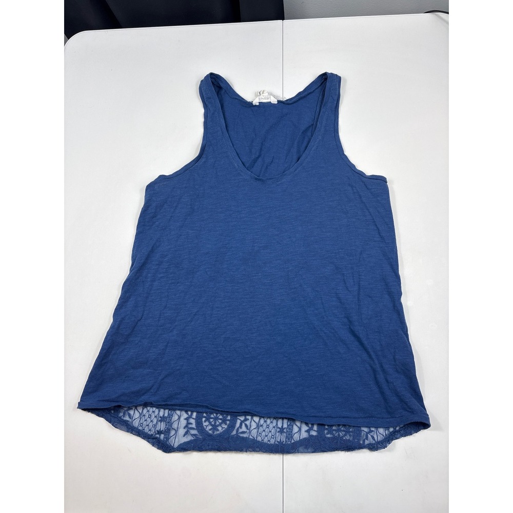 Aeropostale Blue Lace Back Tank Top Womens Medium Scoop Neck Boho